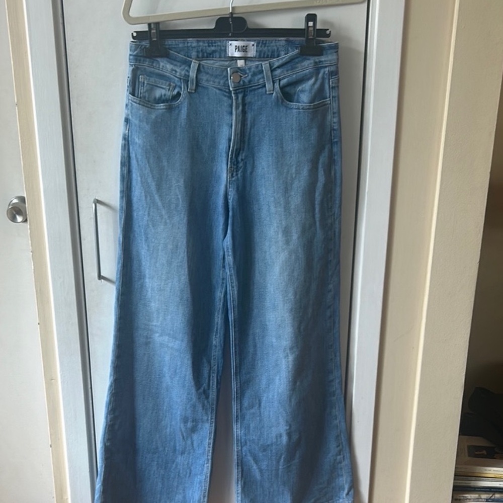PAIGE Light Wash Wide Leg Jeans • 28
